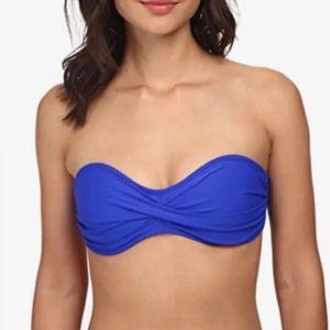 Body Glove Sienna Bandeau Bikini Top Twist Front Blue Smoothies Swim Top NEW